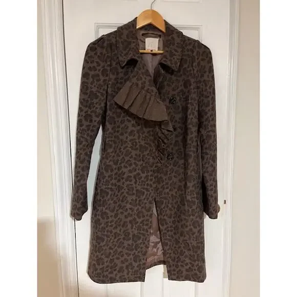 Rebecca Taylor Leopard Print Coat Small - Picture 3 of 9